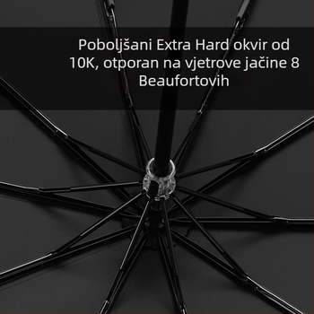 Ručni kišobran s 10 rebara, trostruko sklapanje, velik kupol, UV zaštita UPF50+, tisk logotipa