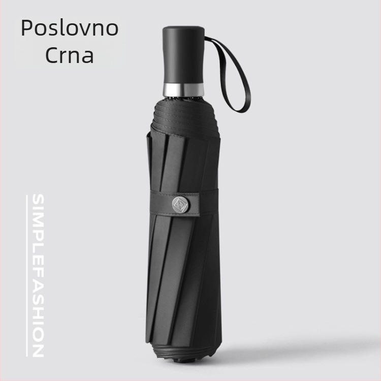Ručni kišobran s 10 rebara, trostruko sklapanje, velik kupol, UV zaštita UPF50+, tisk logotipa