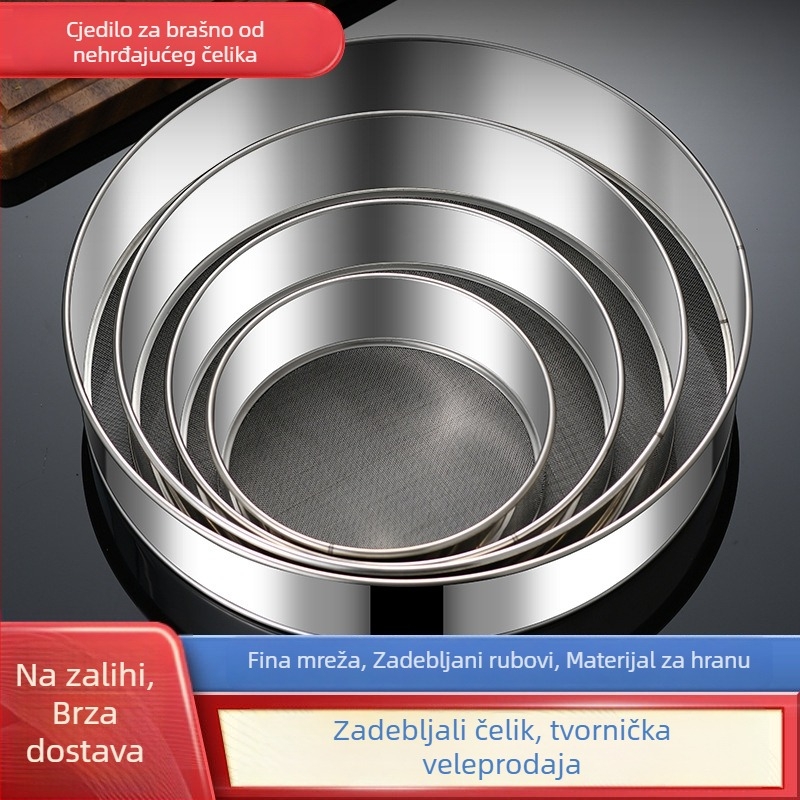 Sito za brašno od nehrđajućeg čelika s 40 mreža, čvrsta ručka za kuhinju i pečenje