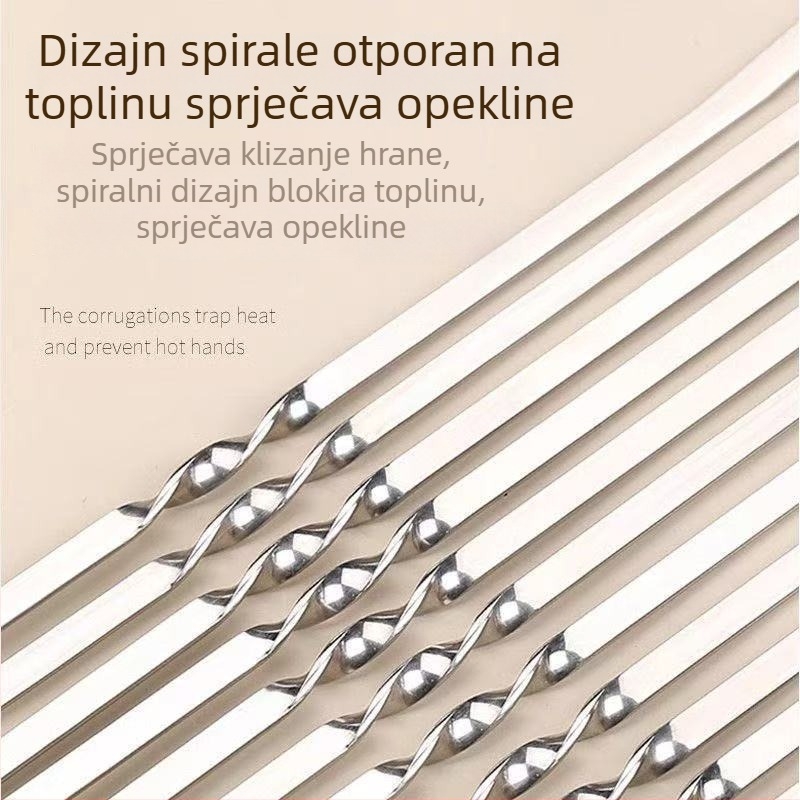 50 komada nehrđajućih čeličnih plosnatih ražnjića za roštilj, višekratno upotrebljivi