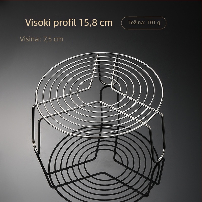 Veliki set od nehrđajućeg čelika za kuhanje na paru: ploča za paru, košara za paru, tava, stalak za paru i mreža