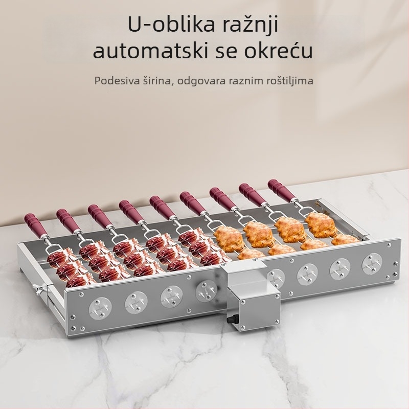 Butterfly roštilj ploča s automatskim preokretom, U-oblik ražnjića, 5V, kompatibilan s power bankom