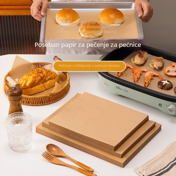 Parchment papir u drvnom tonu sa silikoniziranim premazom, za pečenje i roštiljanje, otporan na visoke temperature, debeli podmetač za tepsu, upija masnoću