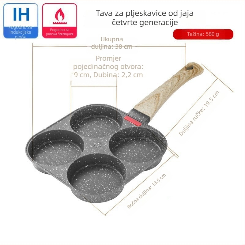 Neprijanjajući tiganj za hamburgere, jaja i palačinke; korejski stil; model 05; težina 1 kg; dubina 2 cm; plitki tiganj bez poklopca.