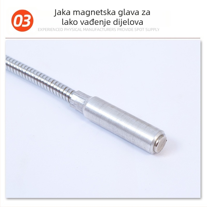 Magnetni alat za dohvat s dugačkom ručkom, antislip, fleksibilni zakrivljeni luk, dodatak za popravke automobila, plastična drška