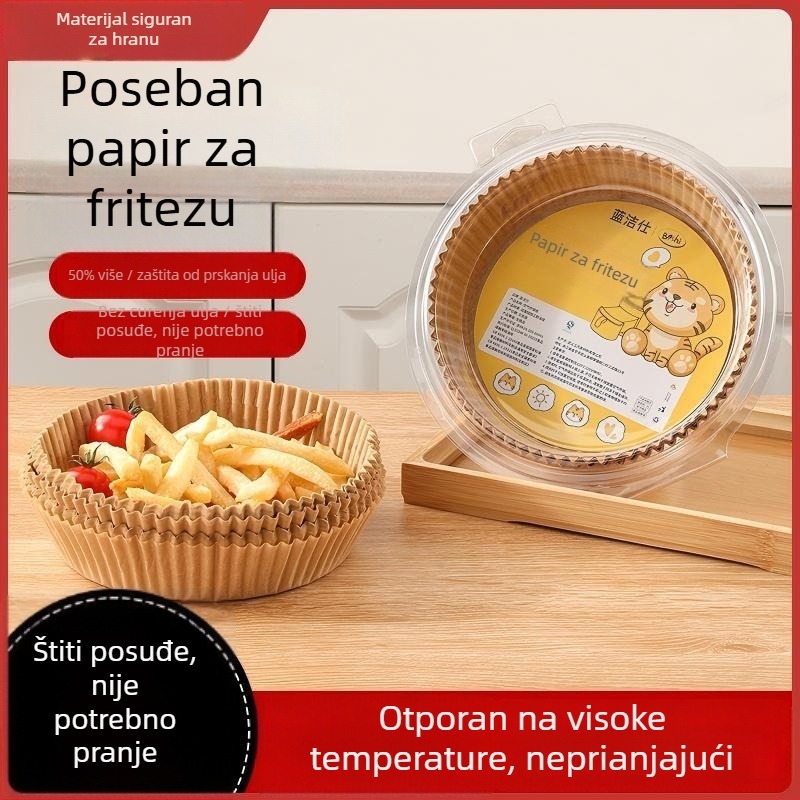 Parchment papir s apsorpcijom ulja za fritezu na zrak, silikonizirani papir za pečenje, četvrtasti papir za pečenje