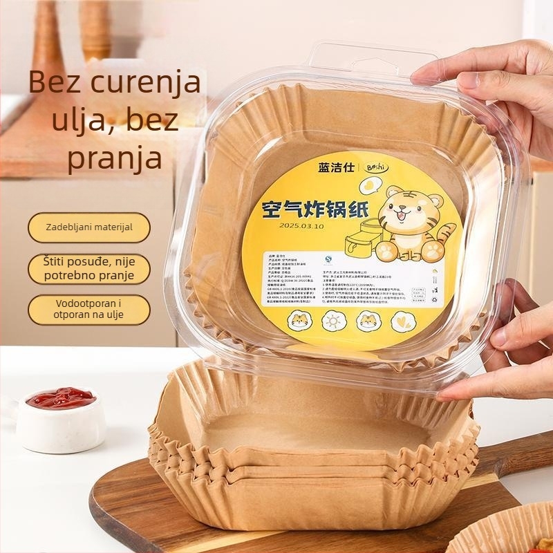 Parchment papir s apsorpcijom ulja za fritezu na zrak, silikonizirani papir za pečenje, četvrtasti papir za pečenje