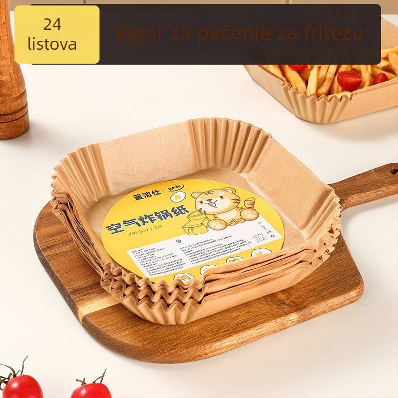 Parchment papir s apsorpcijom ulja za fritezu na zrak, silikonizirani papir za pečenje, četvrtasti papir za pečenje