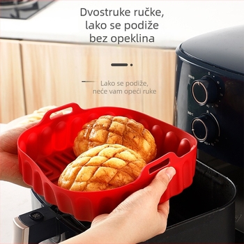 Visokootporna silikonska tava za air fryer, ponovno upotrebljiva podloga za pečenje, kućna tava za pečenje.