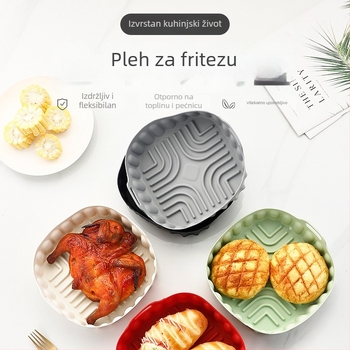 Visokootporna silikonska tava za air fryer, ponovno upotrebljiva podloga za pečenje, kućna tava za pečenje.