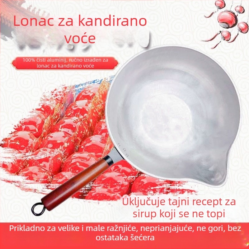 Aluminijski lonac za kandirano voće, za kuhanje i uranjanje u šećerni preliv, neprijanjajući, za komercijalnu upotrebu