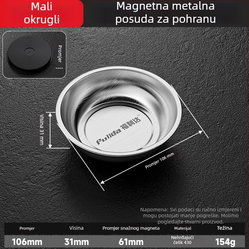 Nehrđajući čelični magnetski spremnik za skladištenje alata za auto popravak