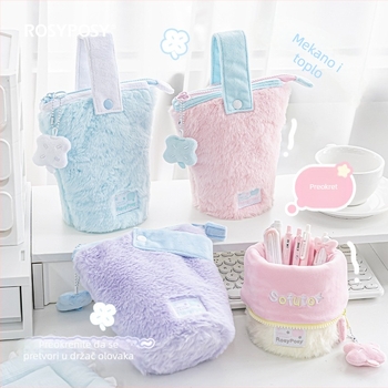RosyPosy Soft Milky Series plišasti vertikalni pernica velikog kapaciteta