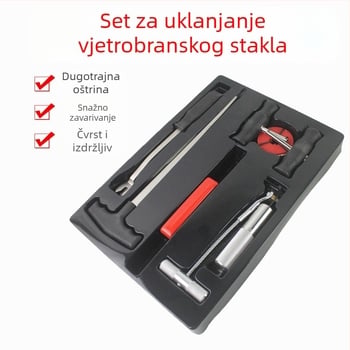 Sedmeročlani set alata za demontažu vjetrobranskog stakla automobila, čelična žica