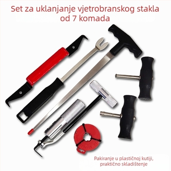 Sedmeročlani set alata za demontažu vjetrobranskog stakla automobila, čelična žica