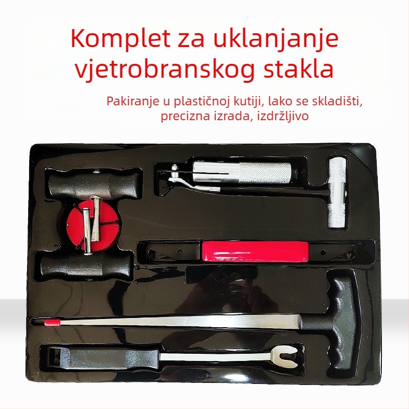Sedmeročlani set alata za demontažu vjetrobranskog stakla automobila, čelična žica