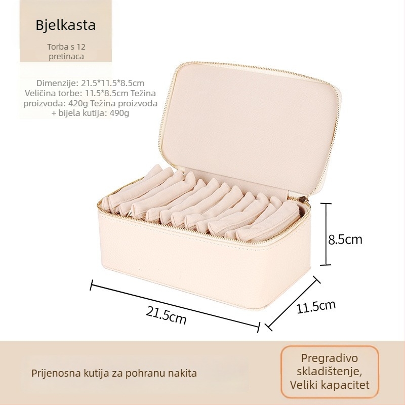 Prijenosna kutija za nakit s 12 pretinaca – organizator za naušnice i druge dijelove nakita