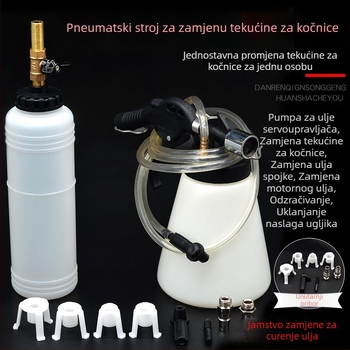 Pneumatski uređaj za zamjenu tekućine kočnica – komplet s posudom za nadopunu 1000 ml, pumpom 750 ml, otporna cijev, zračni nastavak i cijev
