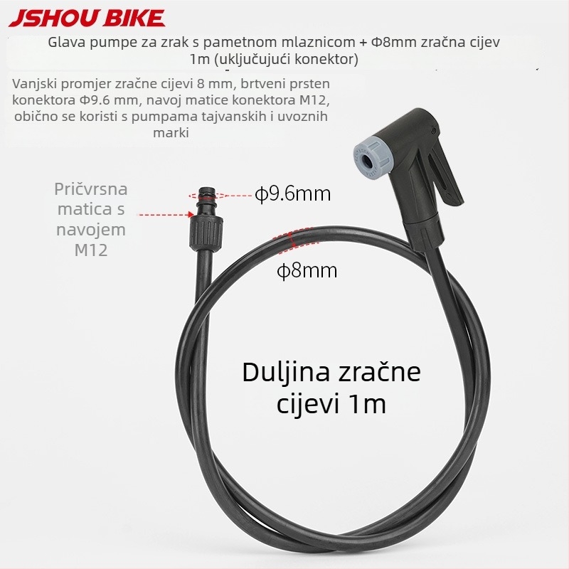 Adapter za biciklističku pumpu: glava za naduhavanje, zamjenski dio, pretvarač zraka za cijev, visokotlačni ventil američki/Presta, pametna mlaznica