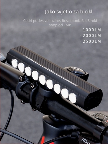 Eslnf Prednja LED svjetiljka za bicikl visokog sjaja, s više LED dioda, aluminijska legura