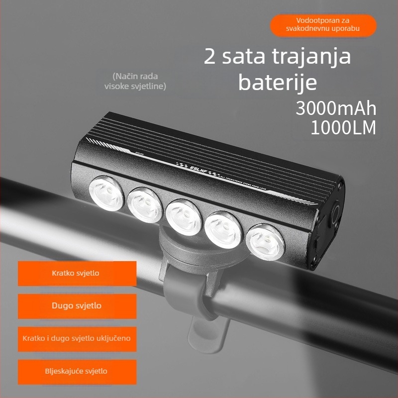 Eslnf Prednja LED svjetiljka za bicikl visokog sjaja, s više LED dioda, aluminijska legura