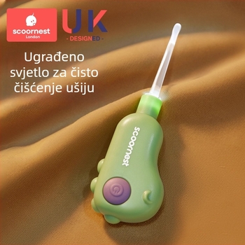 Dječja ušna kašičica sa svjetlom, vidljivo uklanjanje ušnog voska s mekanim vrhom, za djecu