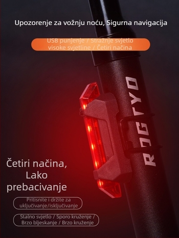 LED stražnja svjetiljka za biciklizam noću – punjiva stražnja svjetiljka za MTB i cestovne bicikle, kompatibilna s električnim biciklima i vozilima za balansiranje