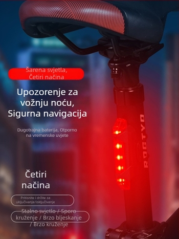 LED stražnja svjetiljka za biciklizam noću – punjiva stražnja svjetiljka za MTB i cestovne bicikle, kompatibilna s električnim biciklima i vozilima za balansiranje