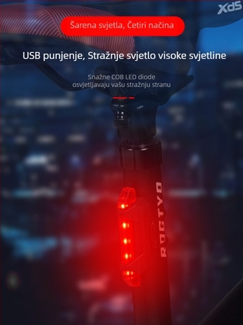 LED stražnja svjetiljka za biciklizam noću – punjiva stražnja svjetiljka za MTB i cestovne bicikle, kompatibilna s električnim biciklima i vozilima za balansiranje