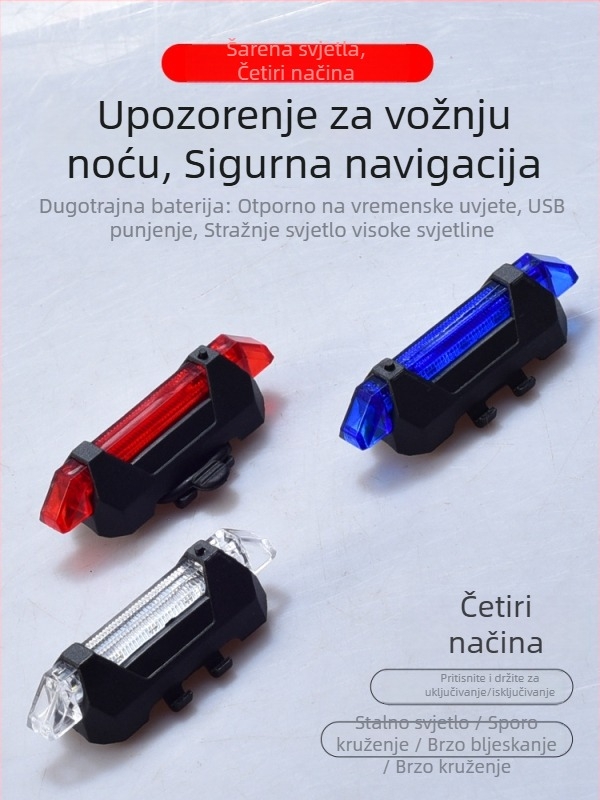 LED stražnja svjetiljka za biciklizam noću – punjiva stražnja svjetiljka za MTB i cestovne bicikle, kompatibilna s električnim biciklima i vozilima za balansiranje