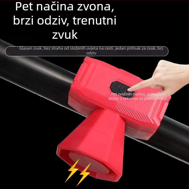 Električni klaxon za bicikl s Type-C punjenjem, brzo ugradnja, višezvučni prilagodljivi zvuk upozorenja za dječji bicikl