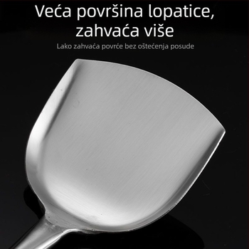 Set kuhinjskih špatula s drvenom drškom od nehrđajućeg čelika, čvrst dizajn — špatula za kuhanje, jušna žlica s rupicama i cedilo za kuhinju kod kuće