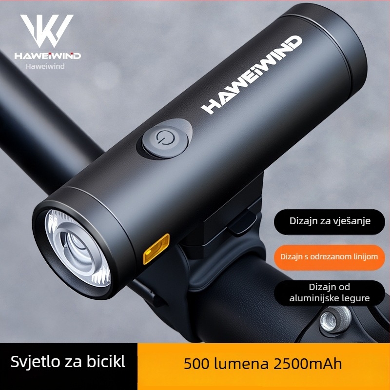 Haweiwind prednja svjetiljka za bicikl – aluminijski spoj, visoka jasnost, USB punjenje