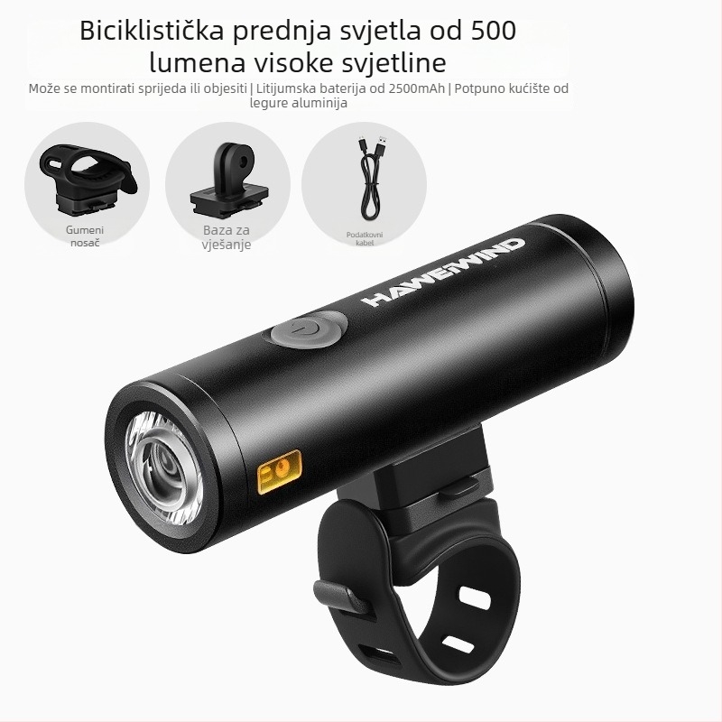 Haweiwind prednja svjetiljka za bicikl – aluminijski spoj, visoka jasnost, USB punjenje