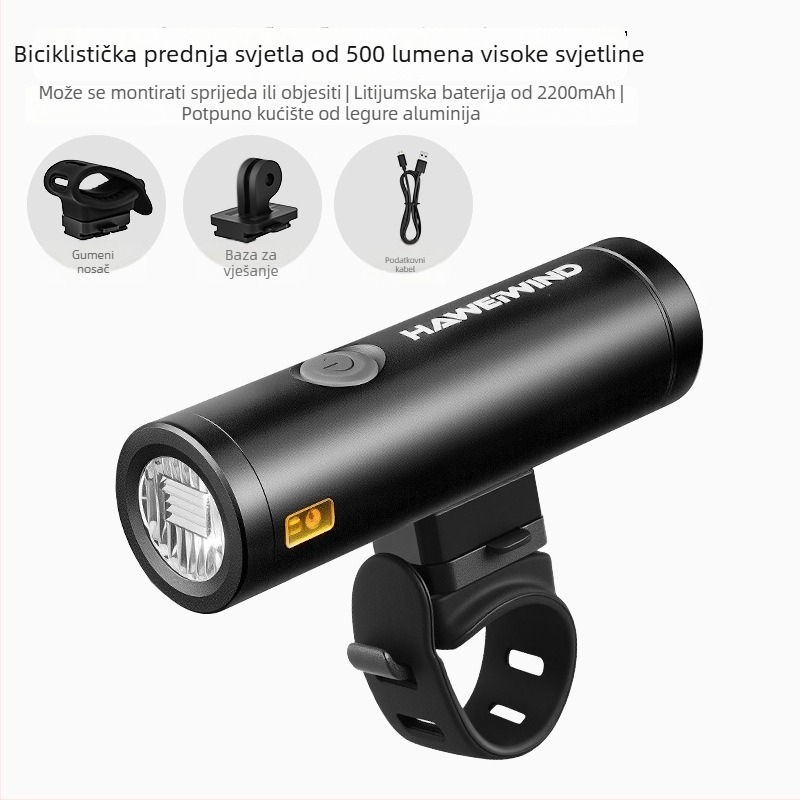 Haweiwind prednja svjetiljka za bicikl – aluminijski spoj, visoka jasnost, USB punjenje