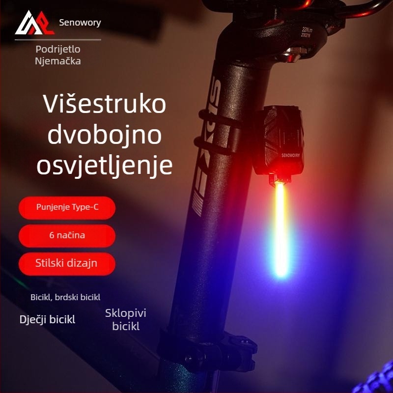 Stražnja svjetiljka za bicikl s upozoravajućim bljeskom za planinske bicikle, noćno osvjetljenje, stražnja svjetiljka za djecu, dodatna oprema za biciklizam