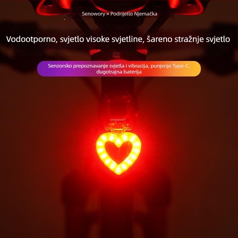 Stražnja svjetiljka za bicikl s upozoravajućim bljeskom za planinske bicikle, noćno osvjetljenje, stražnja svjetiljka za djecu, dodatna oprema za biciklizam