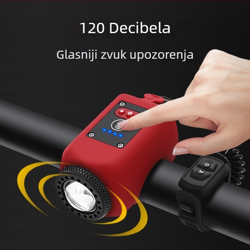 Prednja svjetiljka za bicikl s USB punjenjem, rog, dječji zvončić, LED svjetlo, vodootporna oprema za noćnu vožnju na planinskom biciklu