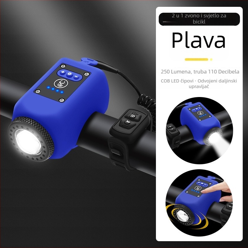 Prednja svjetiljka za bicikl s USB punjenjem, rog, dječji zvončić, LED svjetlo, vodootporna oprema za noćnu vožnju na planinskom biciklu