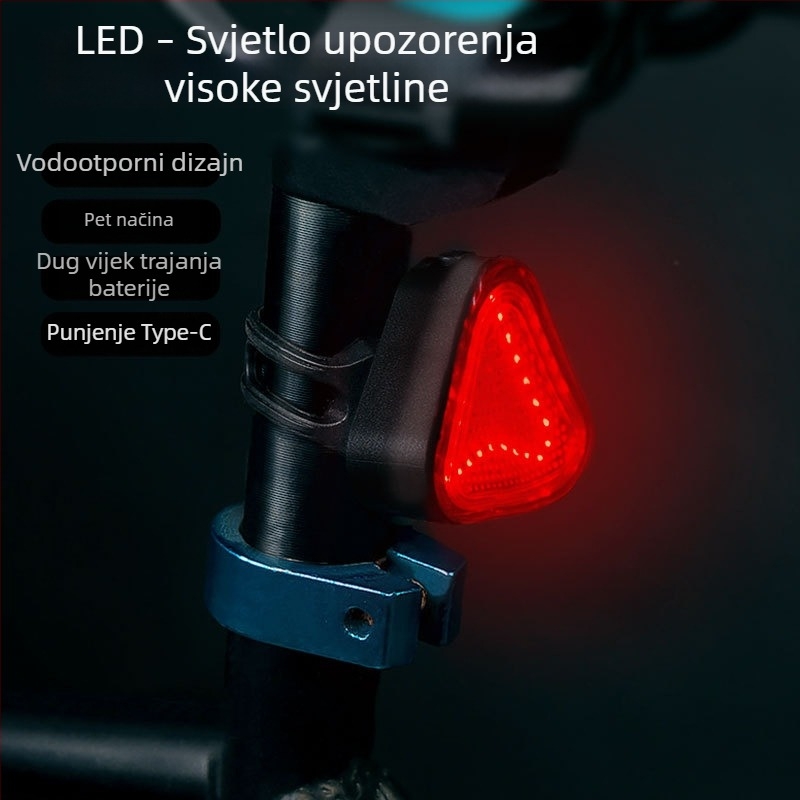 2026 Novi model stražnje svjetiljke za planinski bicikl USB punjiva svjetiljka za bicikl – svjetlo sigurnosnog upozorenja