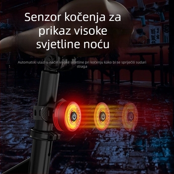 Stražnja svjetiljka za bicikl s inteligentnim senzorom kočenja i upozoravajućom lampom, za planinske bicikle i vožnju noću na otvorenom