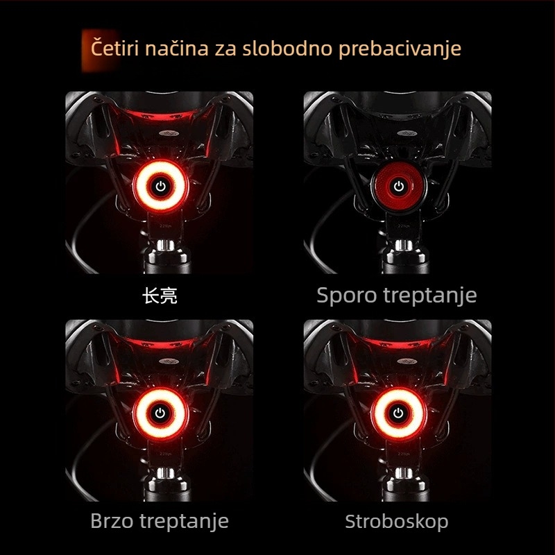 Stražnja svjetiljka za bicikl s inteligentnim senzorom kočenja i upozoravajućom lampom, za planinske bicikle i vožnju noću na otvorenom