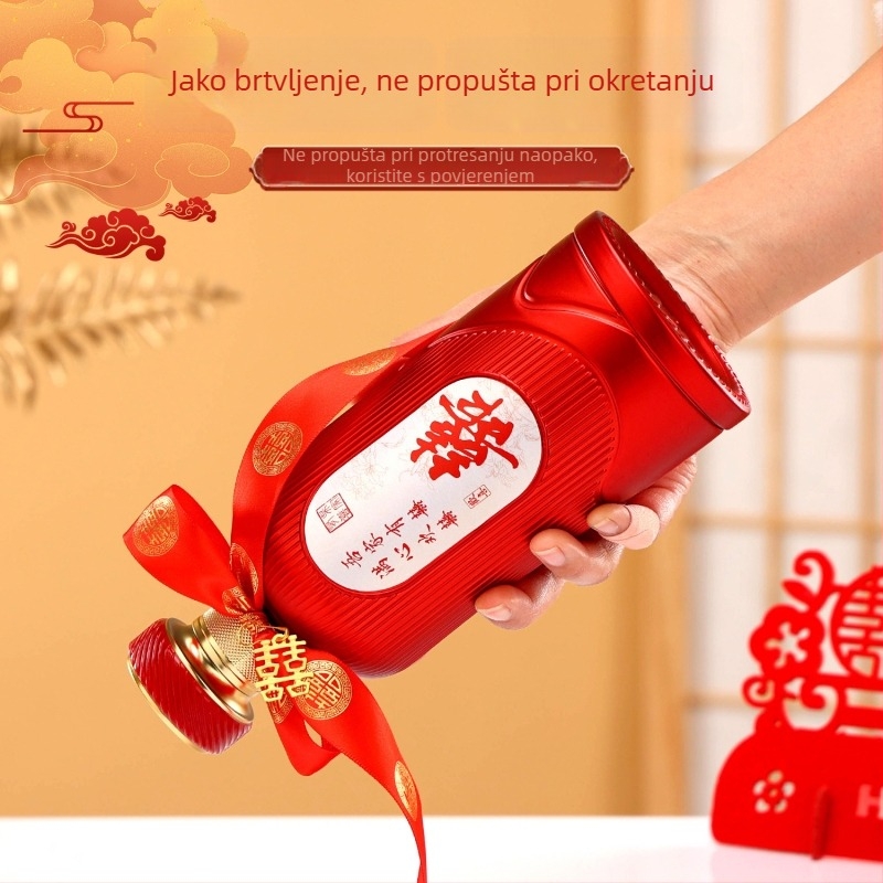 Crvene svadbene staklene boce za bankete, tiskane prazne boce alkoholnih pića