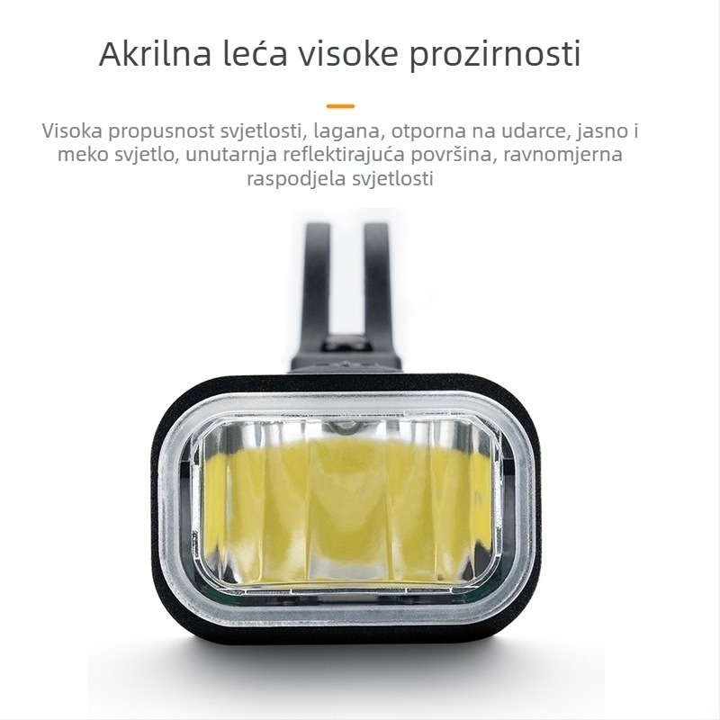Prednje svjetlo za bicikl od aluminijske legure, snažnog sjaja, punjivo, za planinske i cestovne bicikle