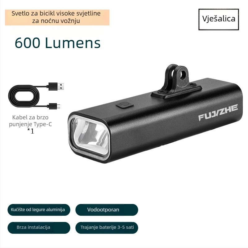 Prednje svjetlo za bicikl od aluminijske legure, snažnog sjaja, punjivo, za planinske i cestovne bicikle