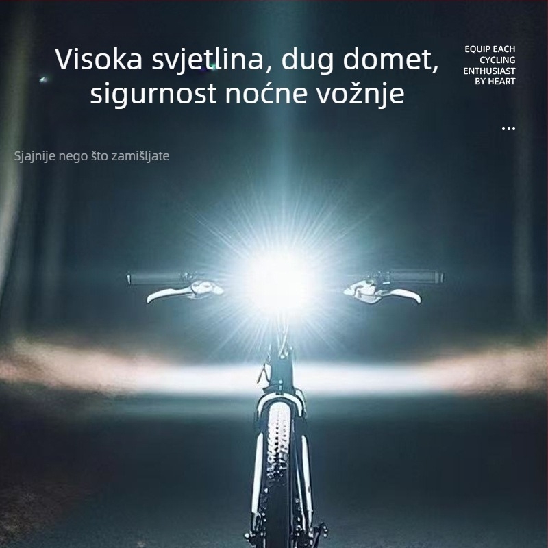 Prednje svjetlo za bicikl od aluminijske legure s visokim intenzitetom svjetla, svjetlo za noćnu vožnju, set dodatne opreme za cestovni i brdski bicikl, stražnja svjetiljka