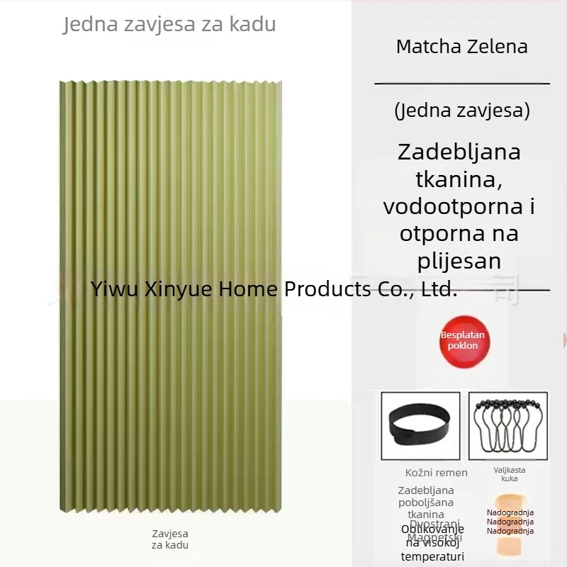 Nevidljivi sklopivi komplet zavjesa za tuširanje, bez bušenja, vodootporna tkanina, pregrada za kupaonicu za mokro/suho odvajanje