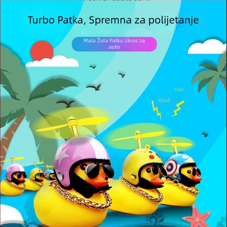 Žuta kaciga s oblikom patke – ukras za bicikl i automobil