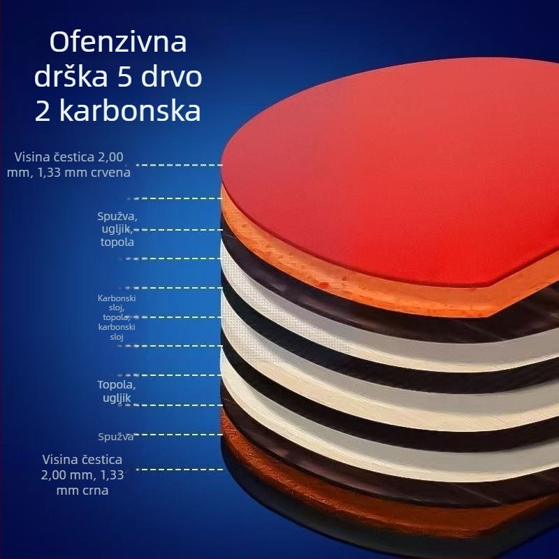 Jinyan stolni tenis paleta, dvostrana anti-spin guma, karbonska ploča, trening set za početnike