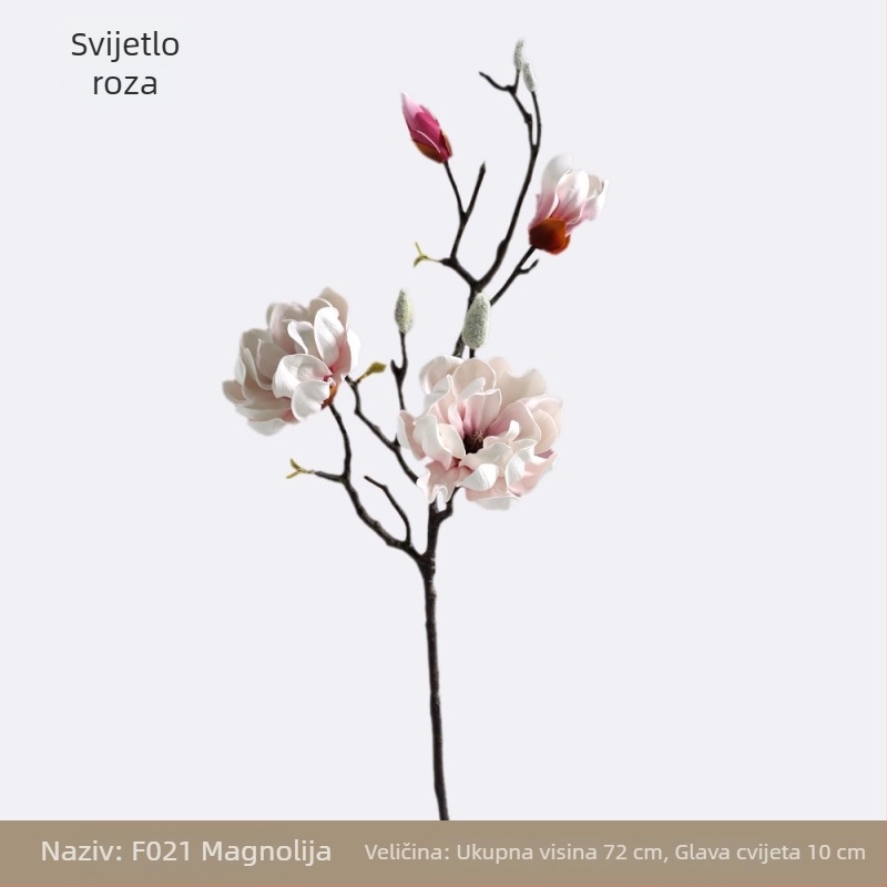 Umjetna magnolija s višestrukim glavama, PU materijal, dekor za dom i svadbene rekvizite, novi kineski stil